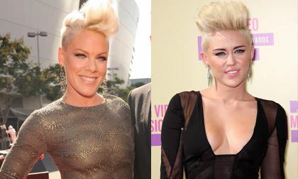 Thảm đỏ VMAs 2012: Miley "gây sốt" với tóc bạch kim "ngầu" hơn Pink