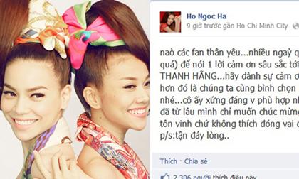 Hà Hồ vận động phiếu bầu cho cô bạn thân Thanh Hằng