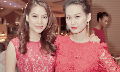 Tống Diệu Hằng "đụng đầm" ren đỏ rực với Trương Ngọc Ánh