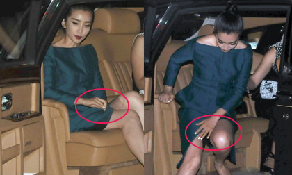 Lý Băng Băng tay che tay chắn vì váy xẻ quá đà