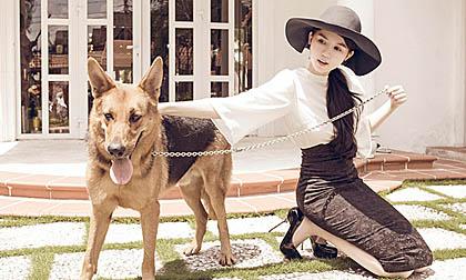 Ngọc Trinh đẹp như tiểu thư bên thú cưng