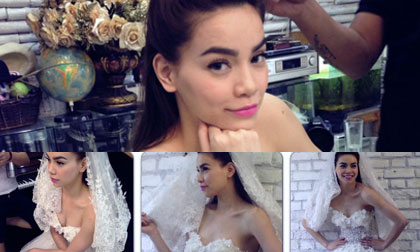 Hồ Ngọc Hà "xỏ" váy cưới lúc nửa đêm