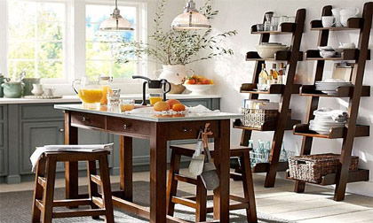 Bếp đẹp, gọn gàng từ ý tưởng sáng tạo với giá để đồ