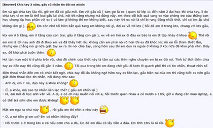 Hết vụ đòi quà, lại đến vụ bị bạn gái cũ đòi "1,5 triệu tiền... cơm"