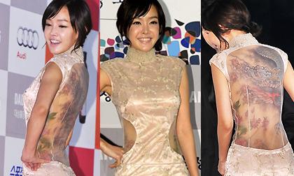Mỹ nhân Hàn khoe tranh vẽ kín lưng tại LHP Rồng Xanh