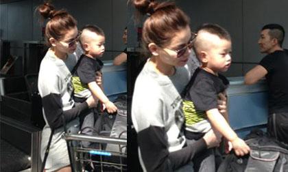 Hà Hồ cùng con trai xuất hiện ở sân bay đi Mỹ nghỉ tết