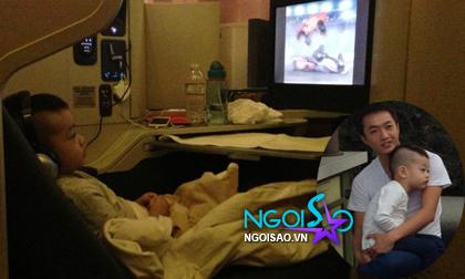 Subeo ngoan ngoãn xem tivi tại khoang máy bay hạng sang