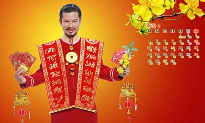 Doanh nhân “showbiz” Hùng Cửu Long diện áo dài chúc Tết