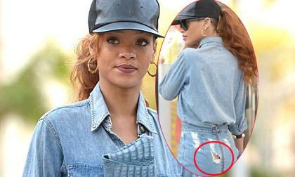 Rihanna gây 'choáng' với denim rách khoe vòng ba