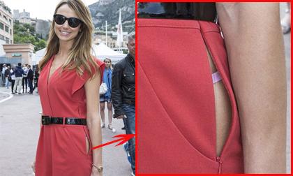 Người đẹp Mỹ bẽ mặt vì quên kéo khóa váy 