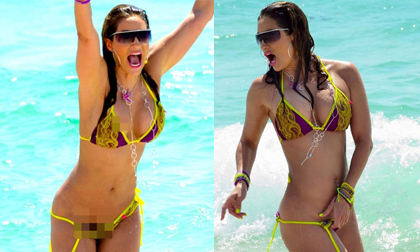 Cựu hoa hậu xấu mặt vì tuột bikini