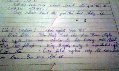 Bài kiểm tra Lịch sử ‘bá đạo’ của teen lớp 11