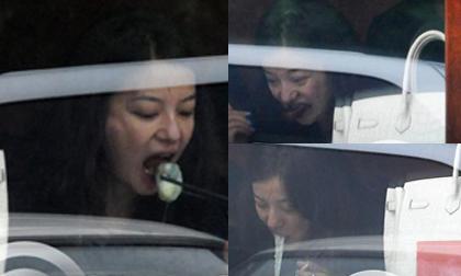 Triệu Vy mặt mộc "nhồm nhoàm" ăn uống "quên trời đất"