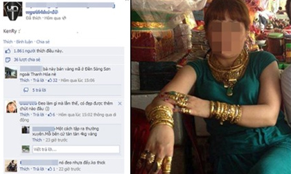 Dân mạng hoa mắt với quý cô đeo vàng đầy người