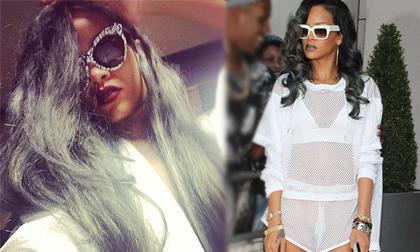 Rihanna nhuộm tóc bà già, mặc xuyên thấu ra đường