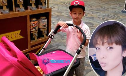 Jennifer Phạm khoe ảnh bé Bảo Nam đẩy xe đưa em gái đi chơi