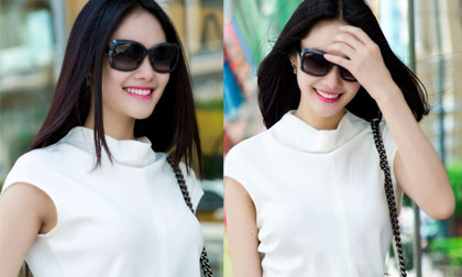 Á hậu Linh Chi rạng rỡ khoe dáng chuẩn với sắc trắng đen