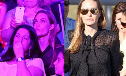 Angelina mặc đồ kín mít, dẫn con đi xem xiếc