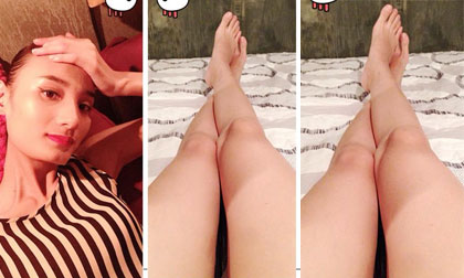 Lê Thúy khoe khéo đôi chân dài 1m14