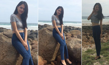 Hương Giang Idol khoe mặt mộc eo thon trước biển