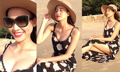 Người yêu Bằng Kiều khoe dáng hấp dẫn trên biển