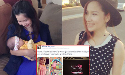 Sau sinh 1 tháng, Duy Uyên đã tích cực tập thể dục để giảm cân