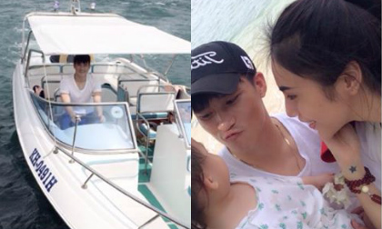 Công Vinh và Thuỷ Tiên hạnh phúc cùng con gái đi biển