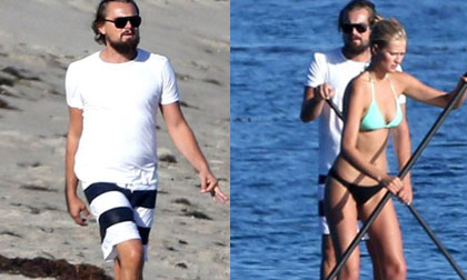 Tài tử 'Titanic' lộ bụng phệ, râu tóc xồm xoàm đi chơi cùng gái trẻ