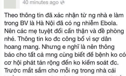 Triệu tập 2 vợ chồng tung tin có người nhiễm Ebola tại Hà Nội