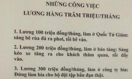 Cười thắt ruột với lương tiền tỷ lan truyền cư dân mạng