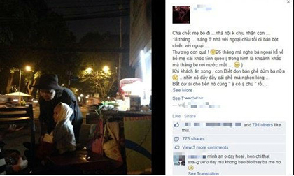 Xót xa em bé 26 tháng tuổi đi bán bột chiên