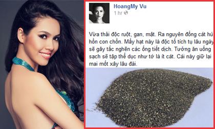 Hoàng My khoe thải độc cơ thể ra 'một đống' cát gây sốc