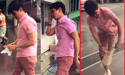 Lý Hải gây chú ý và khó hiểu khi đi giày 'nilon' trên phố 