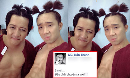 Fans 'sốt' với ảnh khoe cơ bụng 8 múi siêu ngố của Trấn Thành