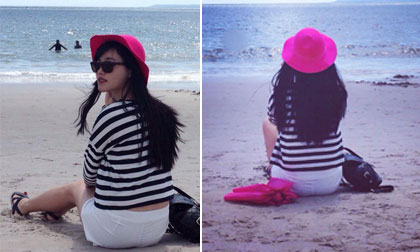 Tuyết Lan khoe ảnh 'thả hồn' lãng mạn ngồi ngắm biển