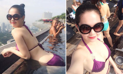 Ngọc Trinh khoe dáng ngọc ngà bên bể bơi