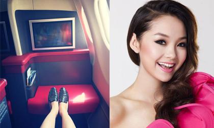 Minh Hằng khoe khéo ngồi ghế VIP khi đi máy bay