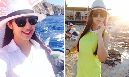 Ngọc Hân thả dáng xinh đẹp ngắm hoàng hôn ở châu Âu