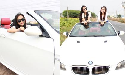 'Bản sao Angela Phương Trinh' về thăm quê bằng xe mui trần sành điệu