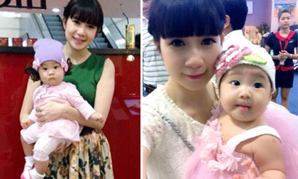 'Bắt gặp' Minh Hà bụng bầu xinh đẹp đưa con đi chơi