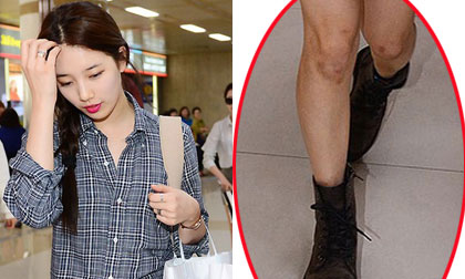 Suzy mặc quần siêu ngắn, bị 'soi' đầu gối nhiều vết thâm