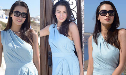 Vợ cũ Lam Trường khoe vẻ đẹp rạng ngời ở Hy Lạp