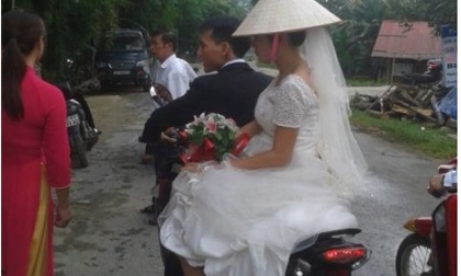 Cô dâu đi dép tổ ong gây 'sốt' cộng đồng mạng
