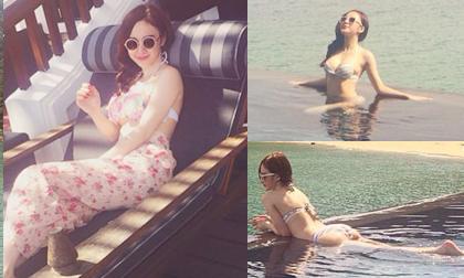 Angela Phương Trinh khoe dáng đồng hồ cát trên biển