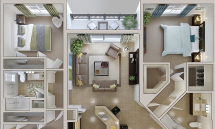 Những mẫu thiết kế 3D đẹp cho căn hộ chung cư 3 phòng ngủ