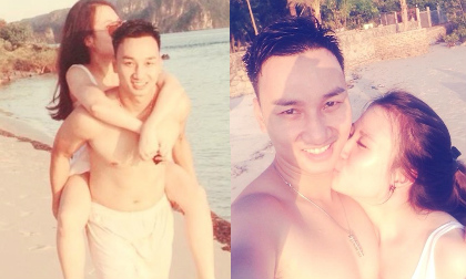 Clip Thành Trung hôn bạn gái đắm đuối trên biển