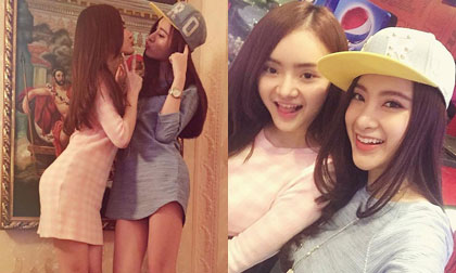 Angela Phương Trinh diện mốt 'không quần' đi ăn tối cùng em gái