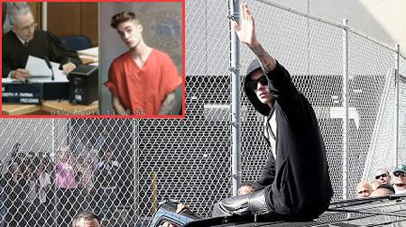 Bị phạt 50 triệu, Justin Bieber hớn hở chào fan khi ra khỏi nhà giam