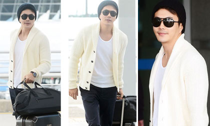 Kwon Sang Woo đẹp trai, bảnh bao ở sân bay