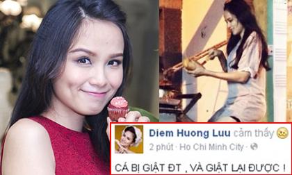 Diễm Hương bị giật điện thoại trên phố